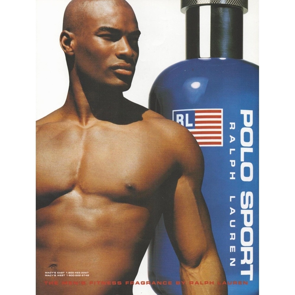 Vintage 1999 Polo Sport Print Ad Ralph Lauren Fragrance Fitness Y2K Front & Back